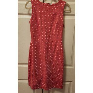 New Women Old Navy Coral White Polka Dot Sleeveless Shift Dress Size S Tall